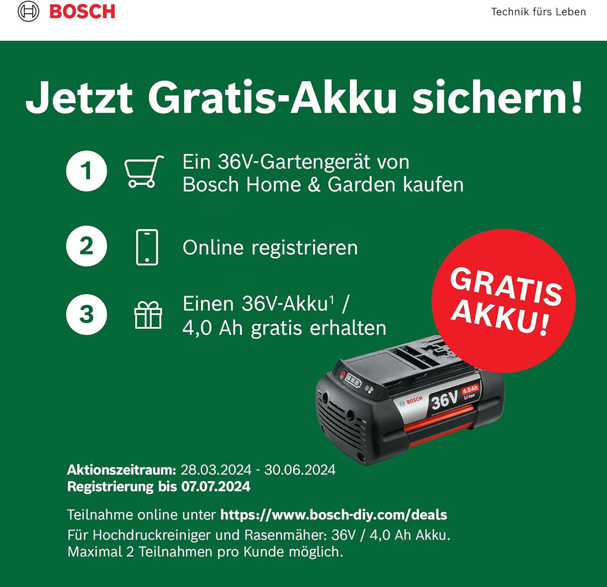 2026 Cortacésped inalámbrico Bosch EasyRotak 36-550
