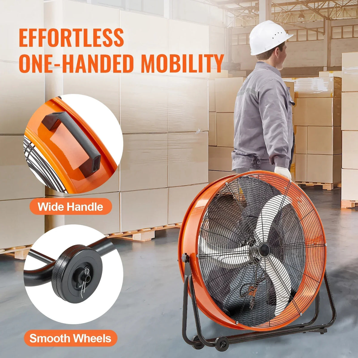 2026 NewKFFKFF Industrial Drum Fan, 30 Inch with High Speed, 3-Speed 13000CFM, Heavy Duty for Commercial Purposes, 360° Flexible Tilt Mechanism, Ideal for Warehouse, Workshop, Factory, and Basement