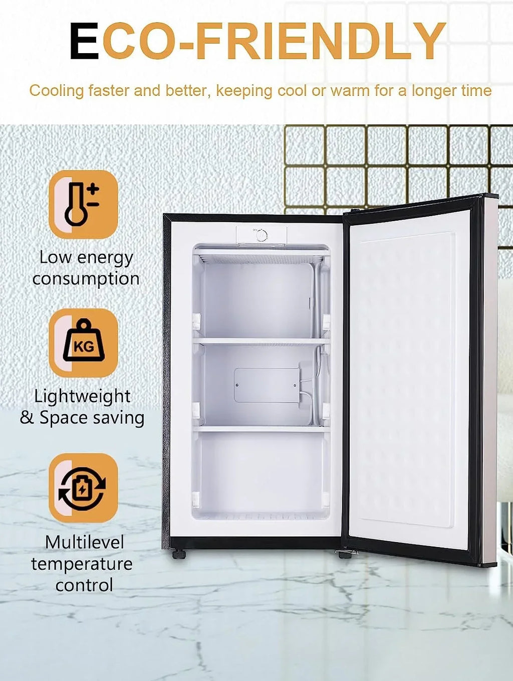 2026 NewUpright Freezer, 3.0 Cu.ft Compact Upright Freezer with Adjustable Thermostat, Mini Freezer with Reversible Stainless Steel Single Door, Silver