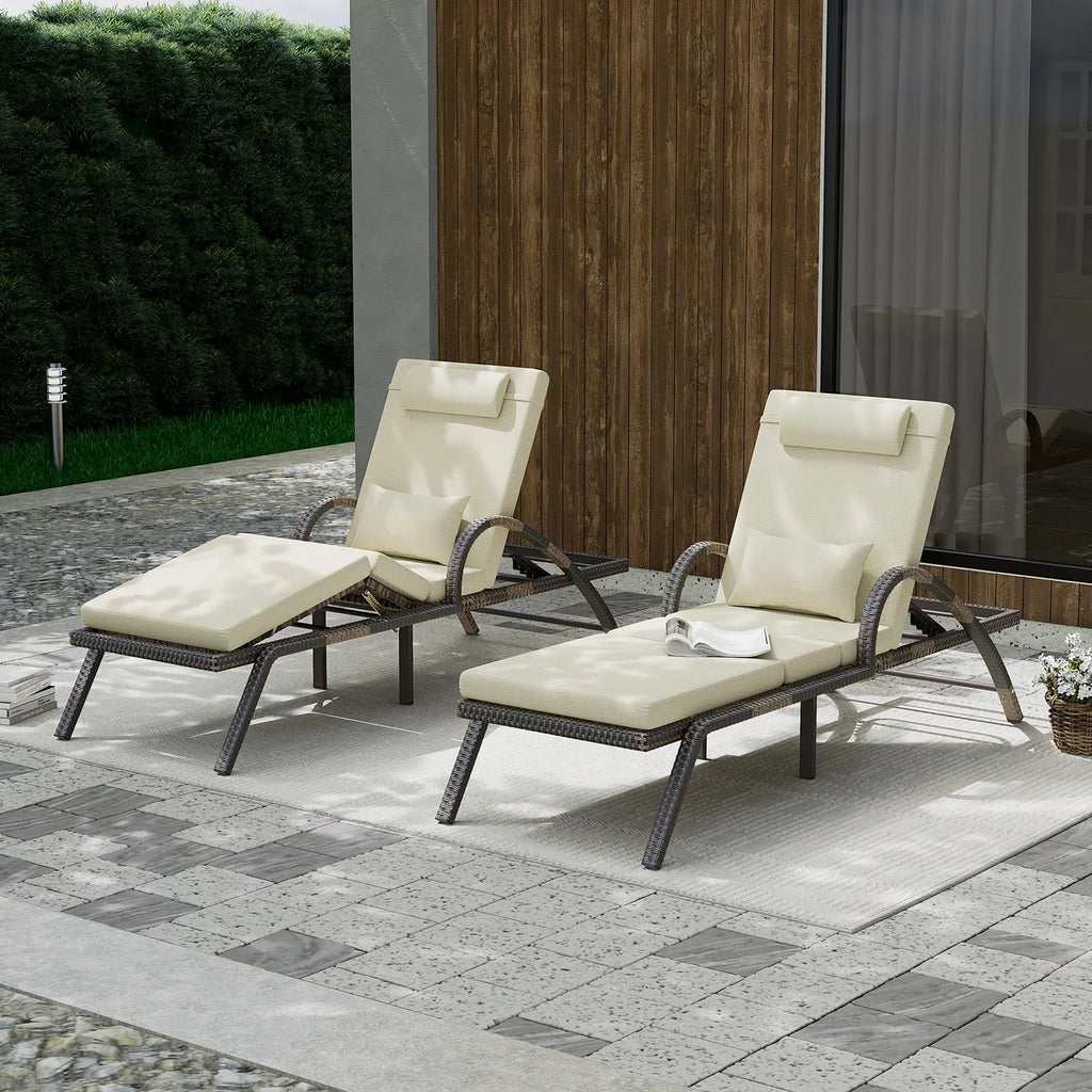 2026 NewMEISSALIVVE 4-Piece Outdoor Lounge Chairs, Pool Chairs with Adjustable 5 Position Backrest, PE Rattan Chaise for Backyard Porch Deck (Gray)