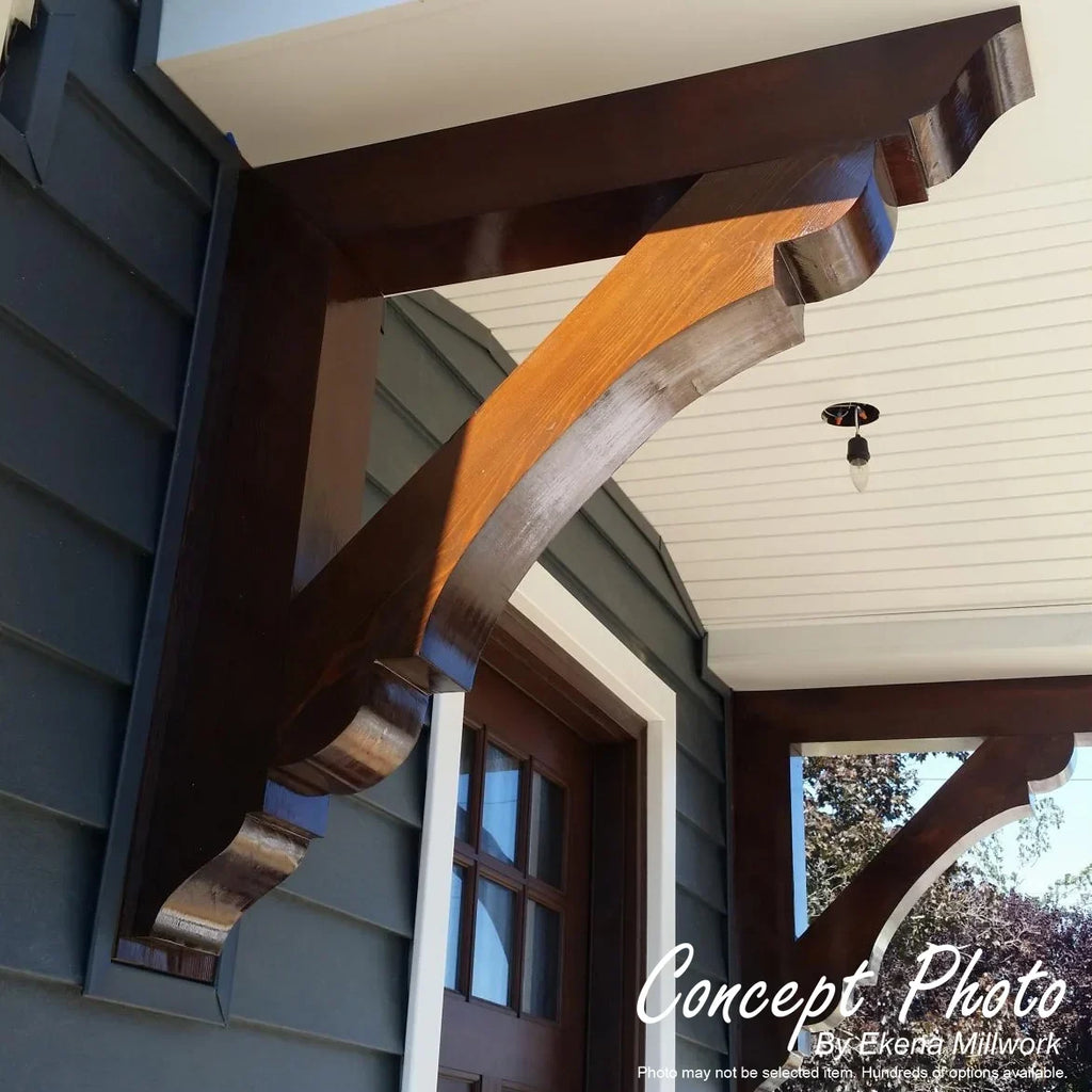 2026 NewEkena Millwork 4"W x 18"D x 18"H Thorton Traditional Rough Sawn Bracket, Western Red Cedar