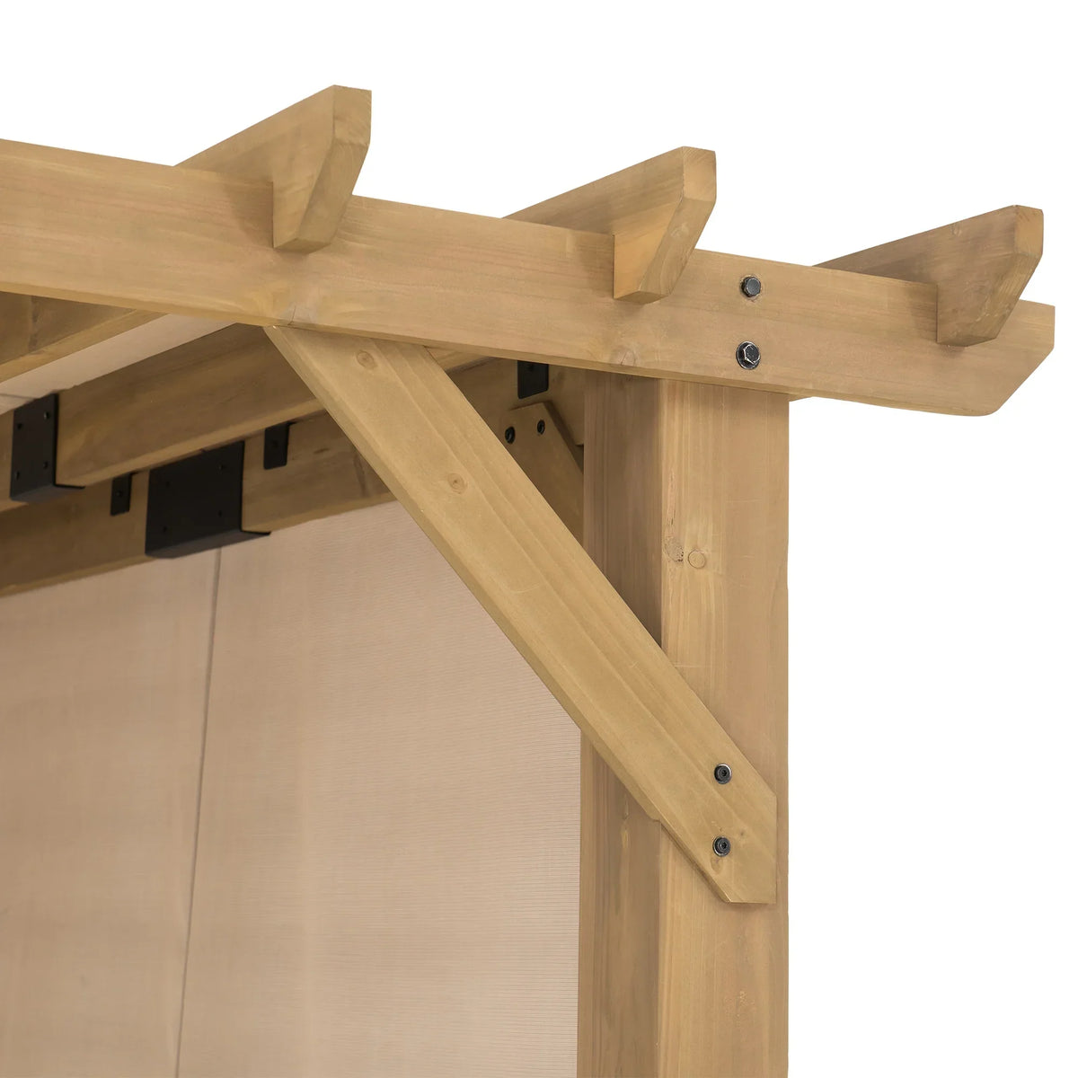 2026 NewSunjoy Cedar Pergola 10 x 11 ft. Wooden Hot Tub Pergola with Adjustable Canopy and Privacy Screen