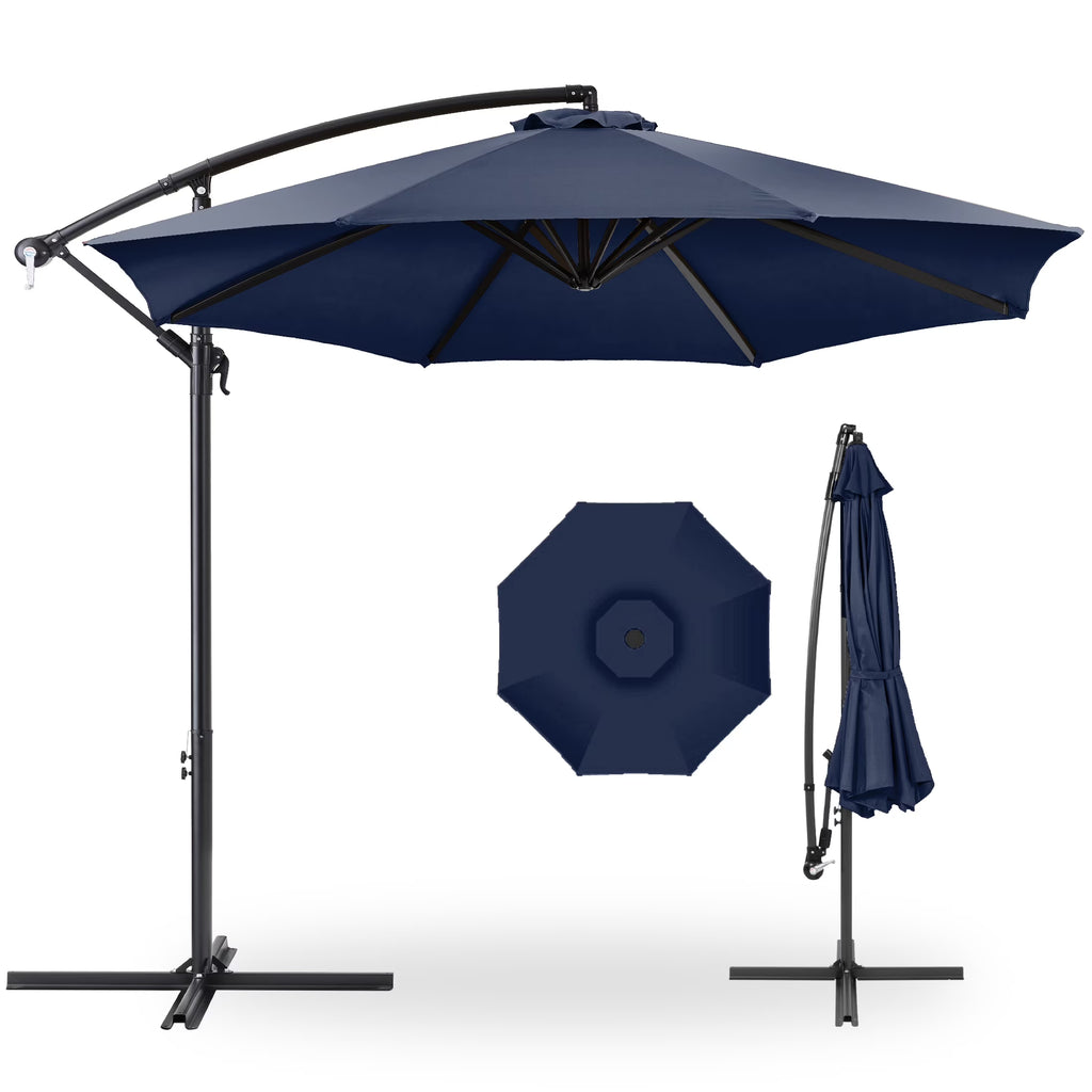 2026 NewBest Choice Products 10ft Offset Hanging Outdoor Market Patio Umbrella w/ Easy Tilt Adjustment - Tan