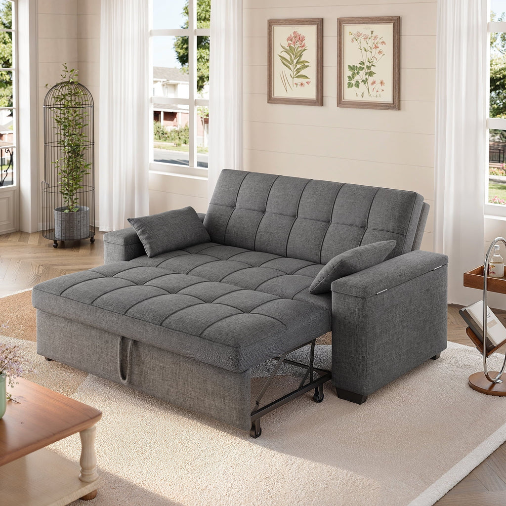 2026 NewSofa Bed, Lofka 3 in 1 Convertible Couch Bed with Storage Armrest and Adjustable Backrest for Living Room, Dark Gray