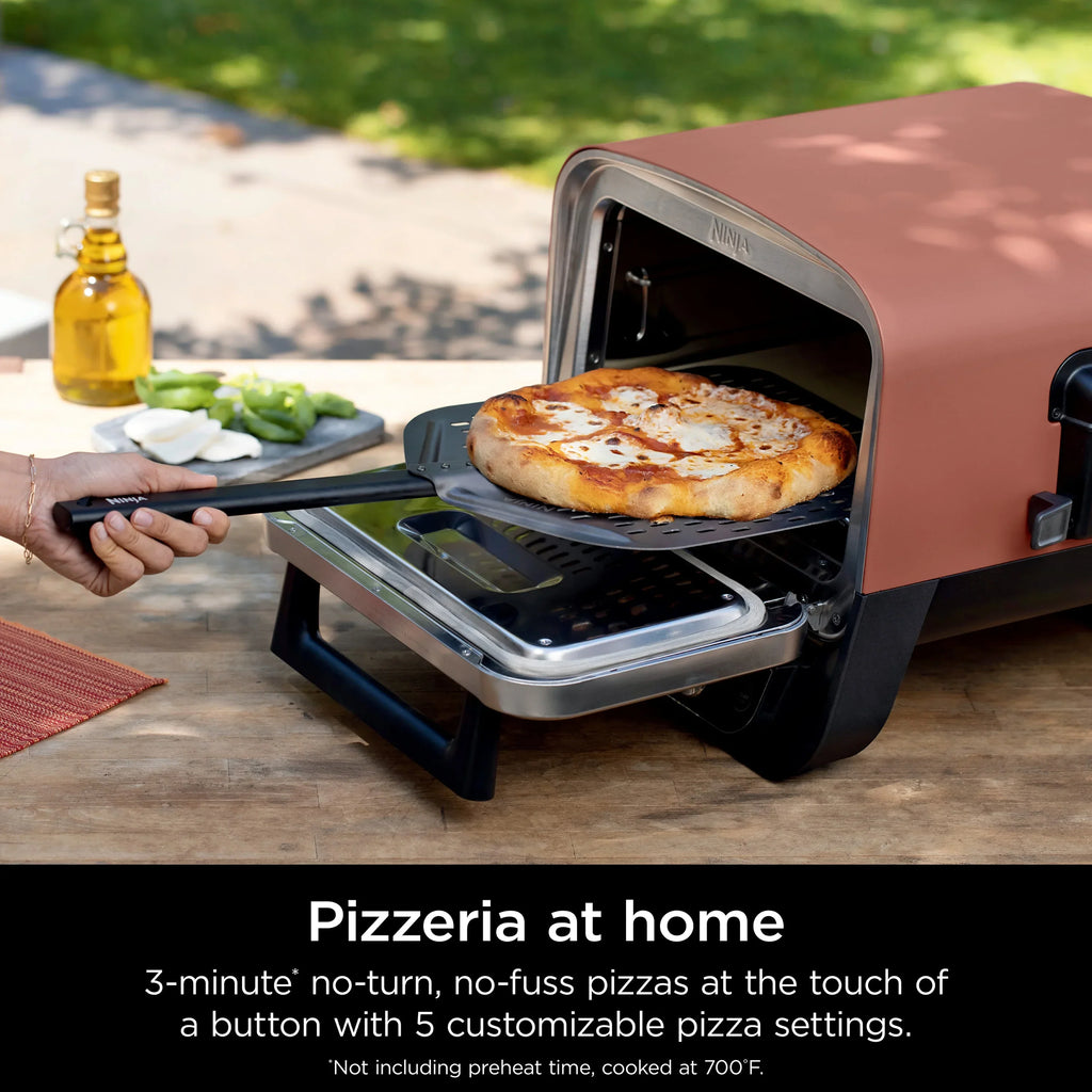 2026 NewNinja Woodfire Pizza Oven, 5-in-1 outdoor oven, 5 Pizza Settings, Ninja Woodfire Technology, up to 700" F heat, BBQ smoker, Electric
