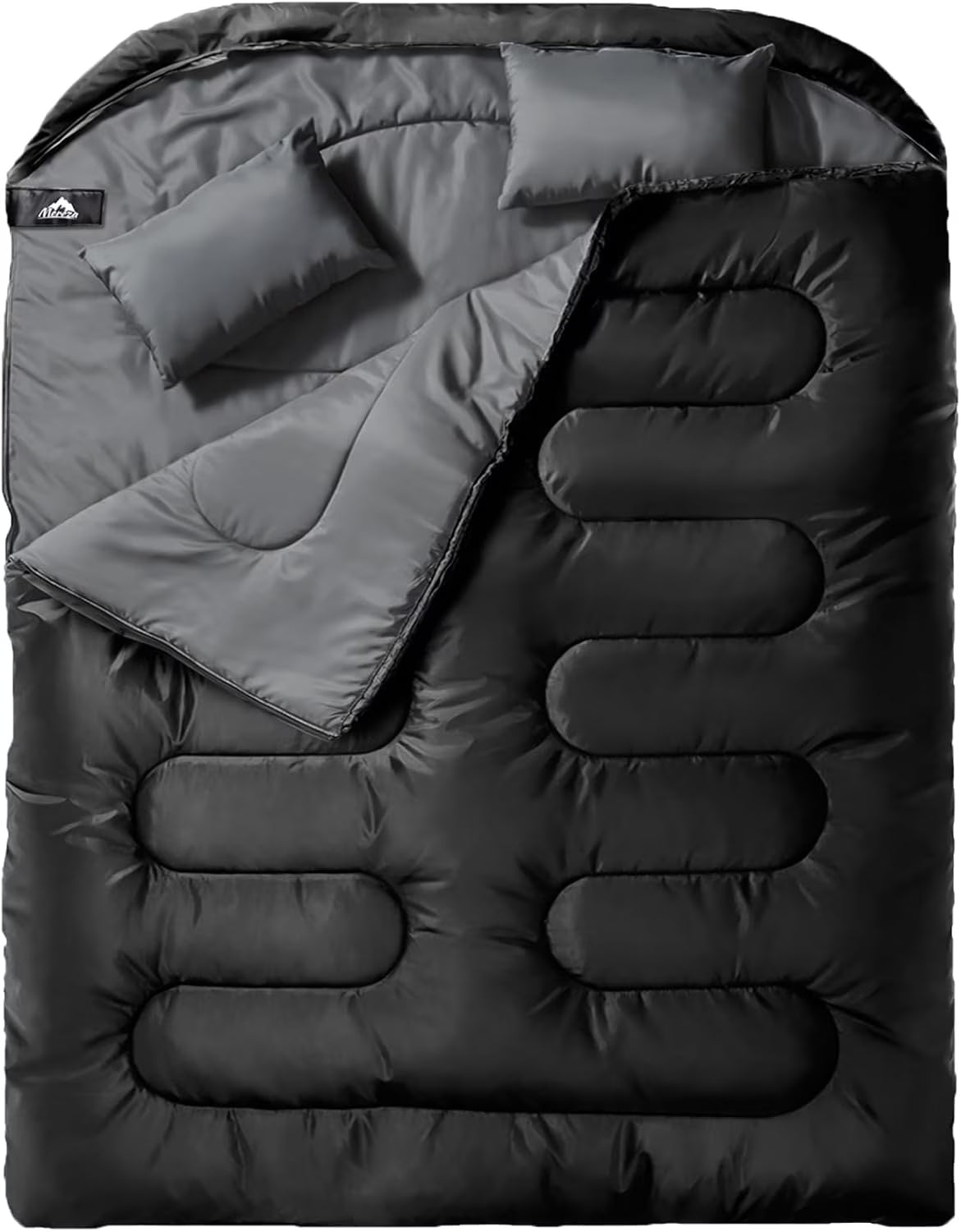 2026 NewDouble Sleeping Bag for Adults Mens with Pillow, XL Queen Size Two Person Sleeping Bag for All Season Camping Hiking Backpacking 2 Person Sleeping Bags for Cold Weather & Warm