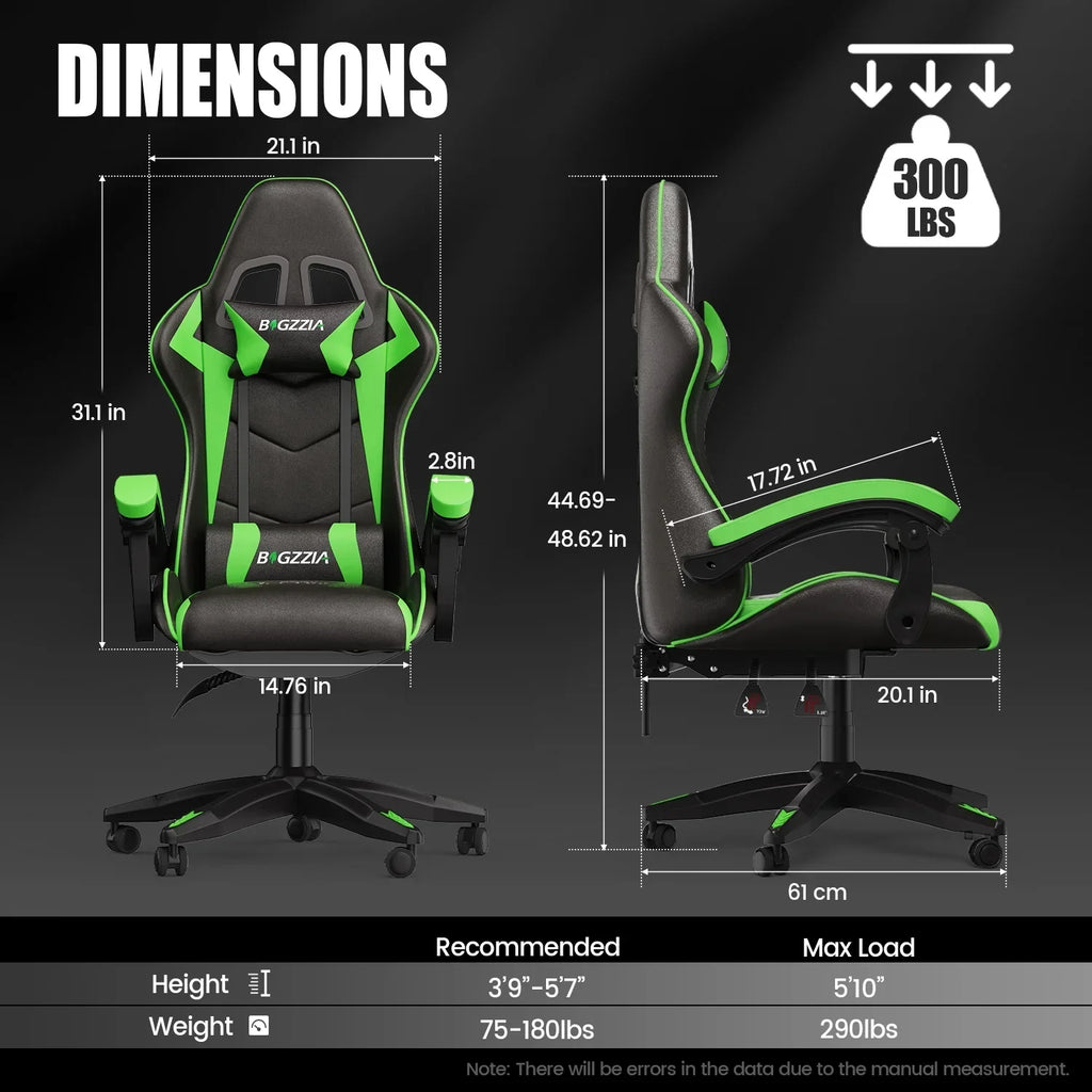 2026 NewBigzzia Gaming Chair Office Chair, Ergonomic Game Chair with Height Adjustable Headrest and Lumbar Support for Adults Teens, Black & White