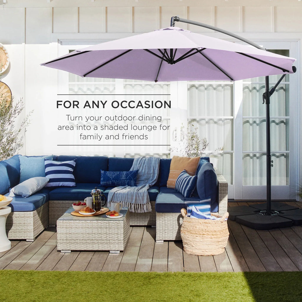 2026 NewBest Choice Products 10ft Offset Hanging Outdoor Market Patio Umbrella w/ Easy Tilt Adjustment - Tan