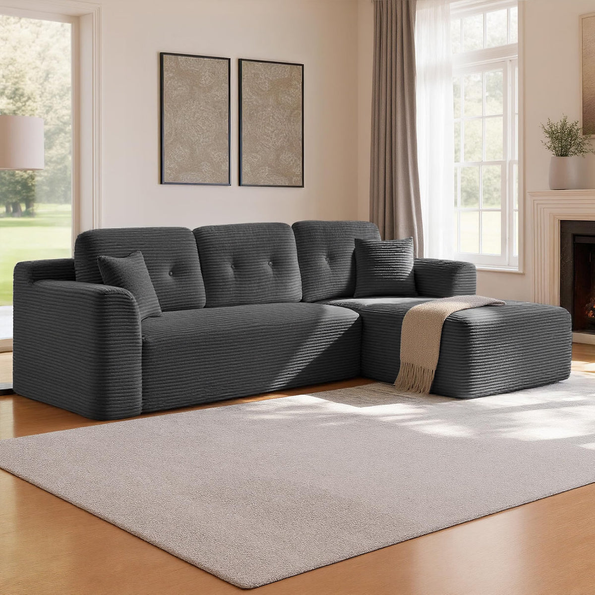 2026 VASAGLE Sofá Esquinero Sin Montaje, Sofá Modular de 244 cm