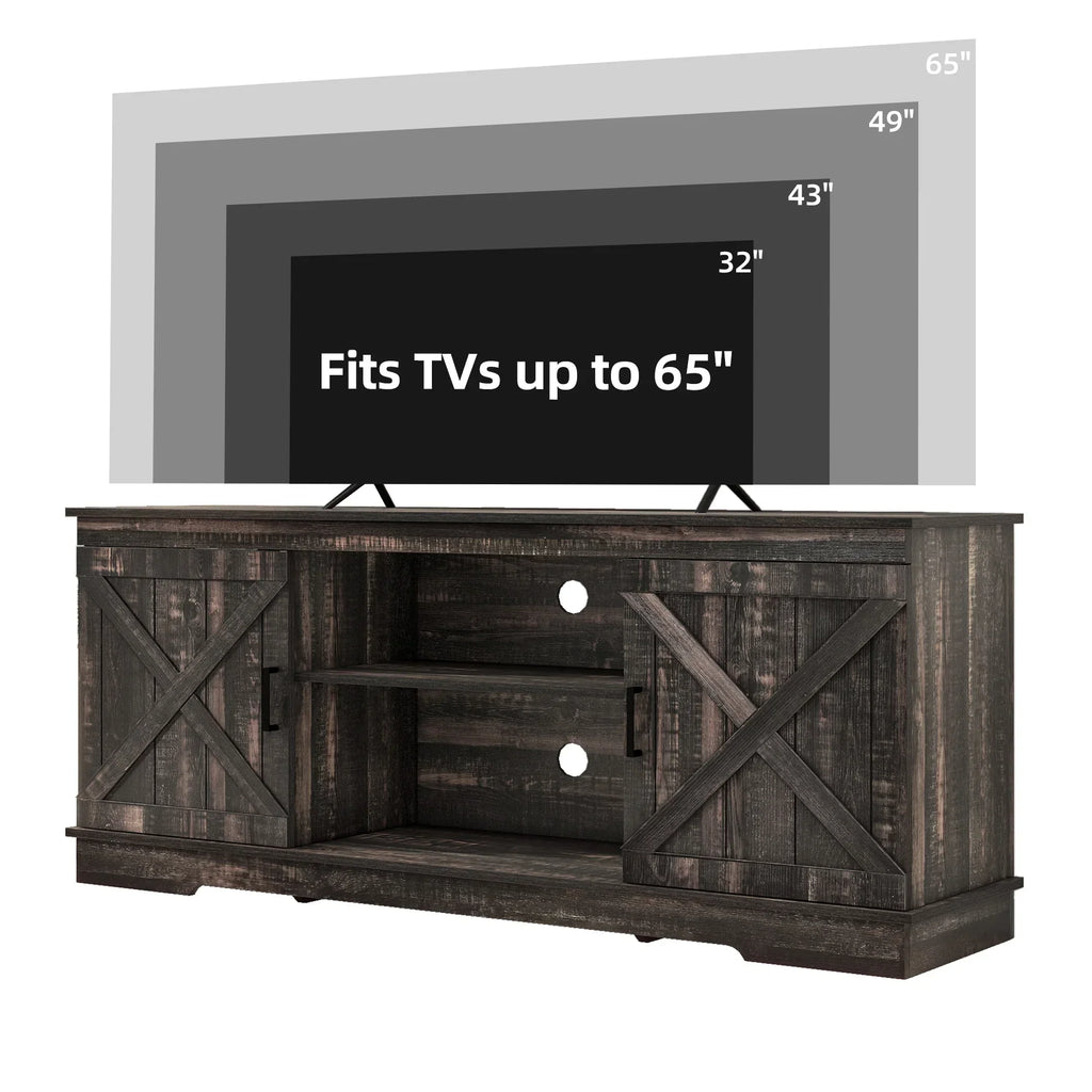 2026 NewDextrus Farmhouse TV Stand for 65 inch TV, Entertainment Center for Living Room, TV Media Console Cabinet, Grey Wash