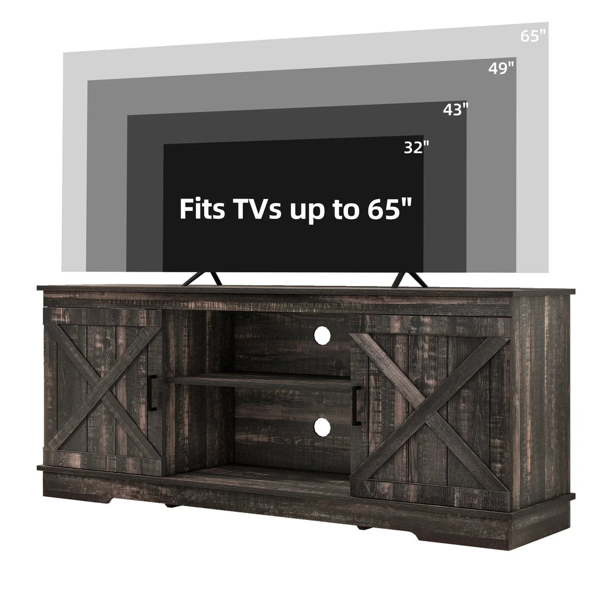 2026 NewDextrus Farmhouse TV Stand for 65 inch TV, Entertainment Center for Living Room, TV Media Console Cabinet, Grey Wash