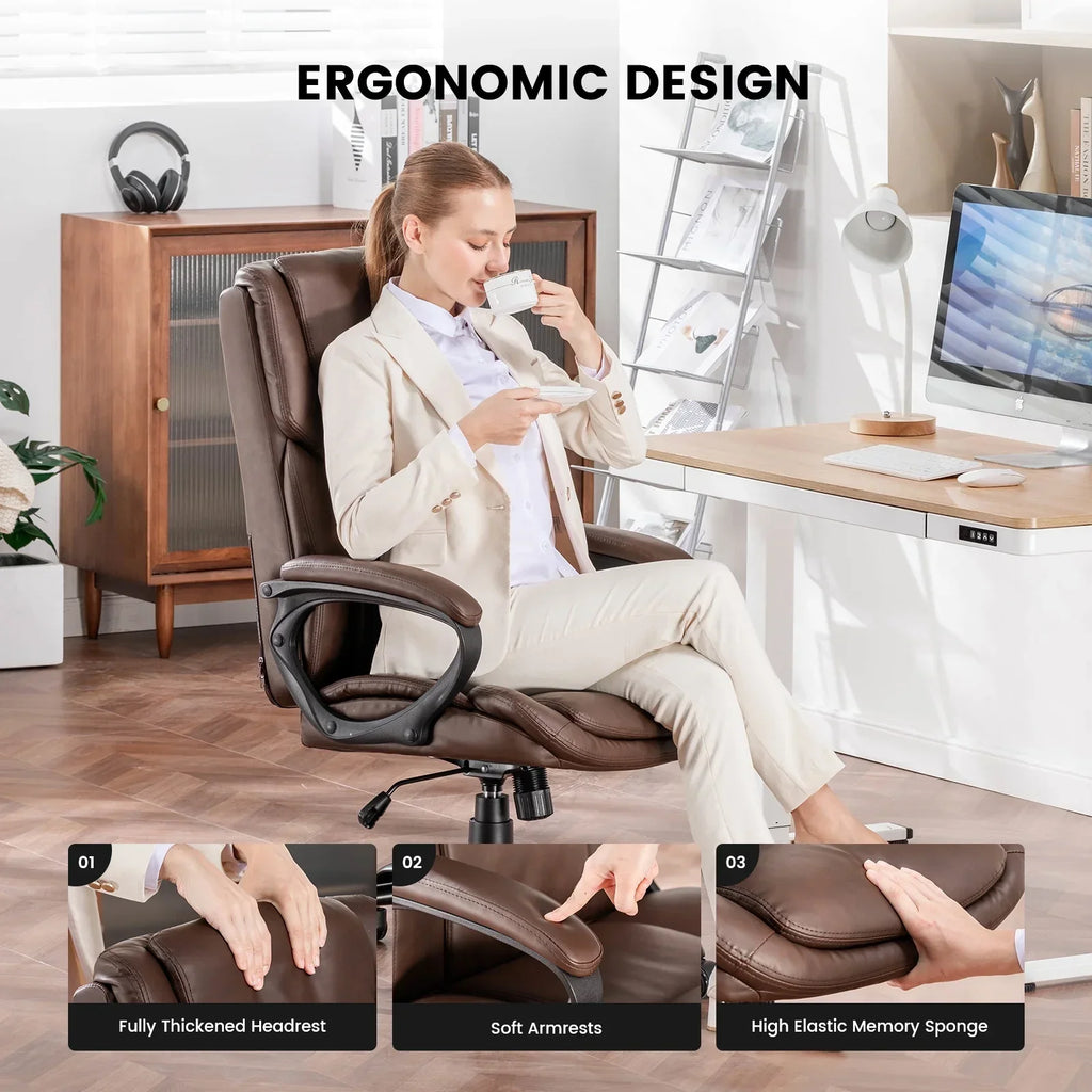 2026 NewMainstays Executive Ergonomic High Back Leather Home Office Desk Chair, Black