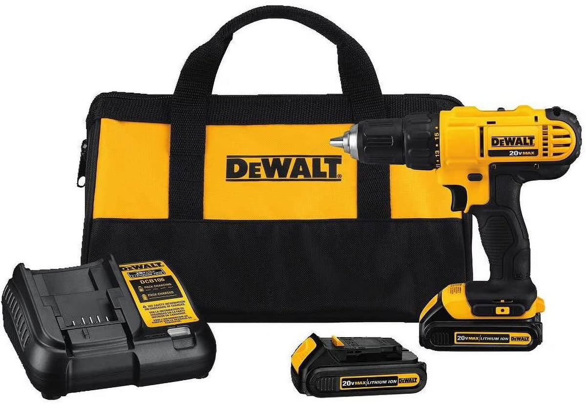2026 NewDEWALT 20V Max Cordless Drill/Driver Kit, Compact, 1/2-Inch (DCD771C2), Yellow