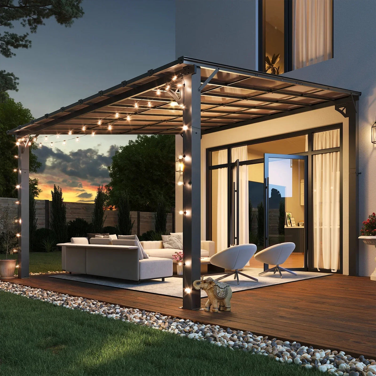 2026 NewAoxun 8' x 5' Gazebo for Patio, Gazebo Pergola with Sloped Roof, Grill Gazebo Large Wall-Mounted Heavy Duty Awnings, for Backyard, Deck, Patio