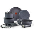 2026 NewT-fal Ingenio Essentials Nonstick, 11 Piece Cookware Set, Detachable Handle, Oven, Broiler, Dishwasher Safe, RV, Grey Granite