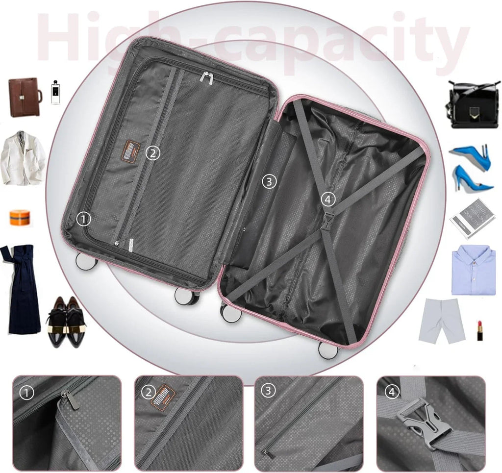 2026 New6-Piece Hardshell Luggage Set with Expandable Spinner Suitcases & TSA Lock, 25% Extra Capacity, Duffel Bag & Toiletry Kit, Cream ABS Suitcases