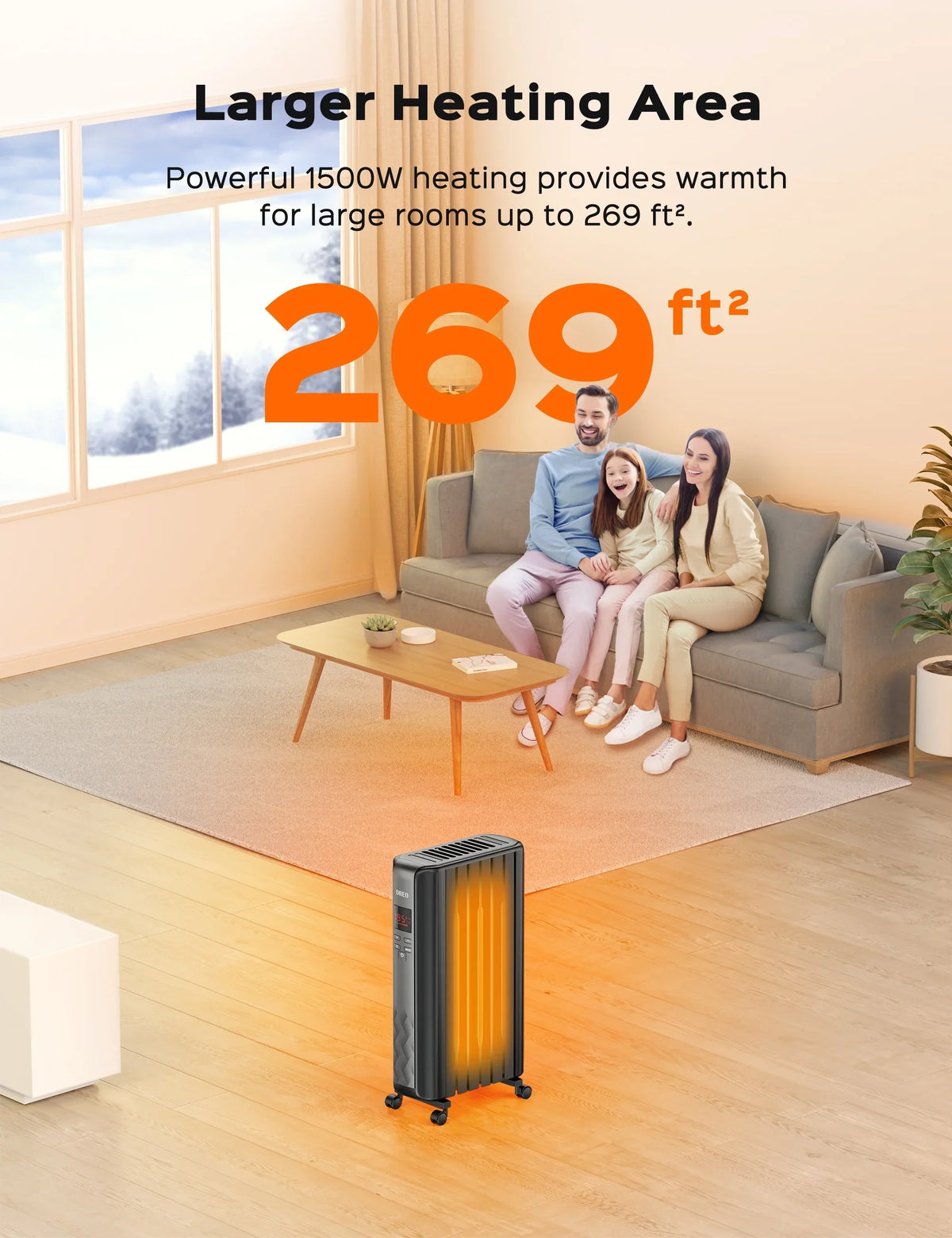 2026 NewDreo Oil Filled Radiator, Electric Radiant Heaters for indoor use Large Room with Remote Control, Child Lock, 4 Modes, Overheat & Tip-Over Protection, 24h Timer, Digital Thermostat, Quiet, 1500W