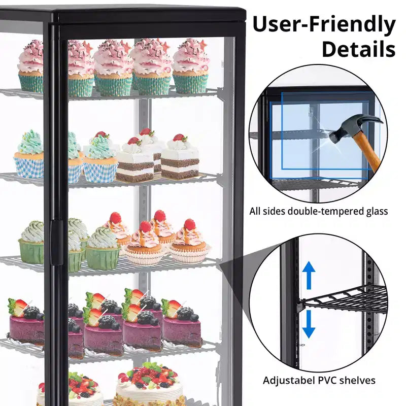 2026 Vitrina refrigerada de sobremesa para tartas, blanca, 3 niveles, 2,4 pies³