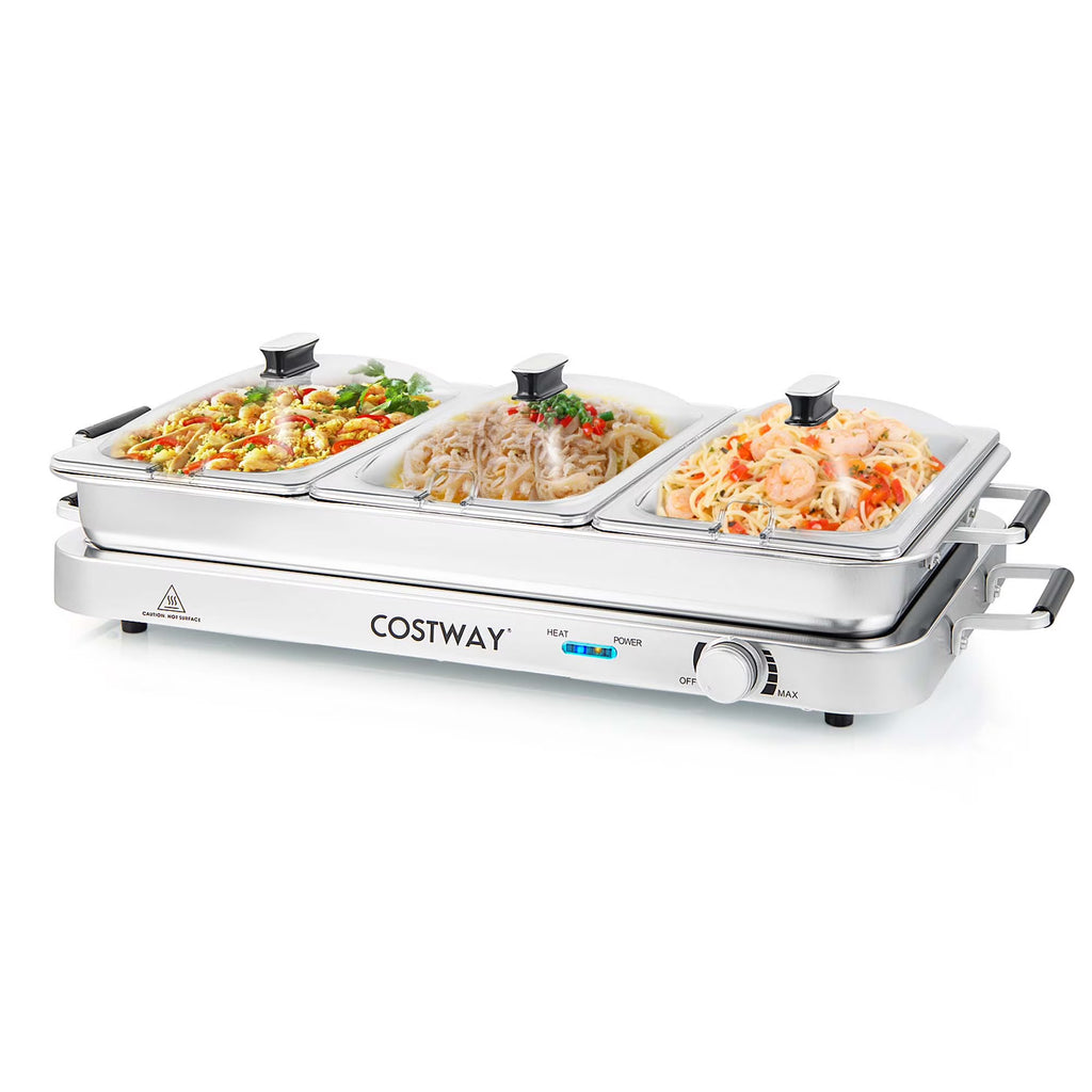2026 NewCostway Food Warmer Buffet Server 450W Stainless Steel Electric Warming Tray for Parties