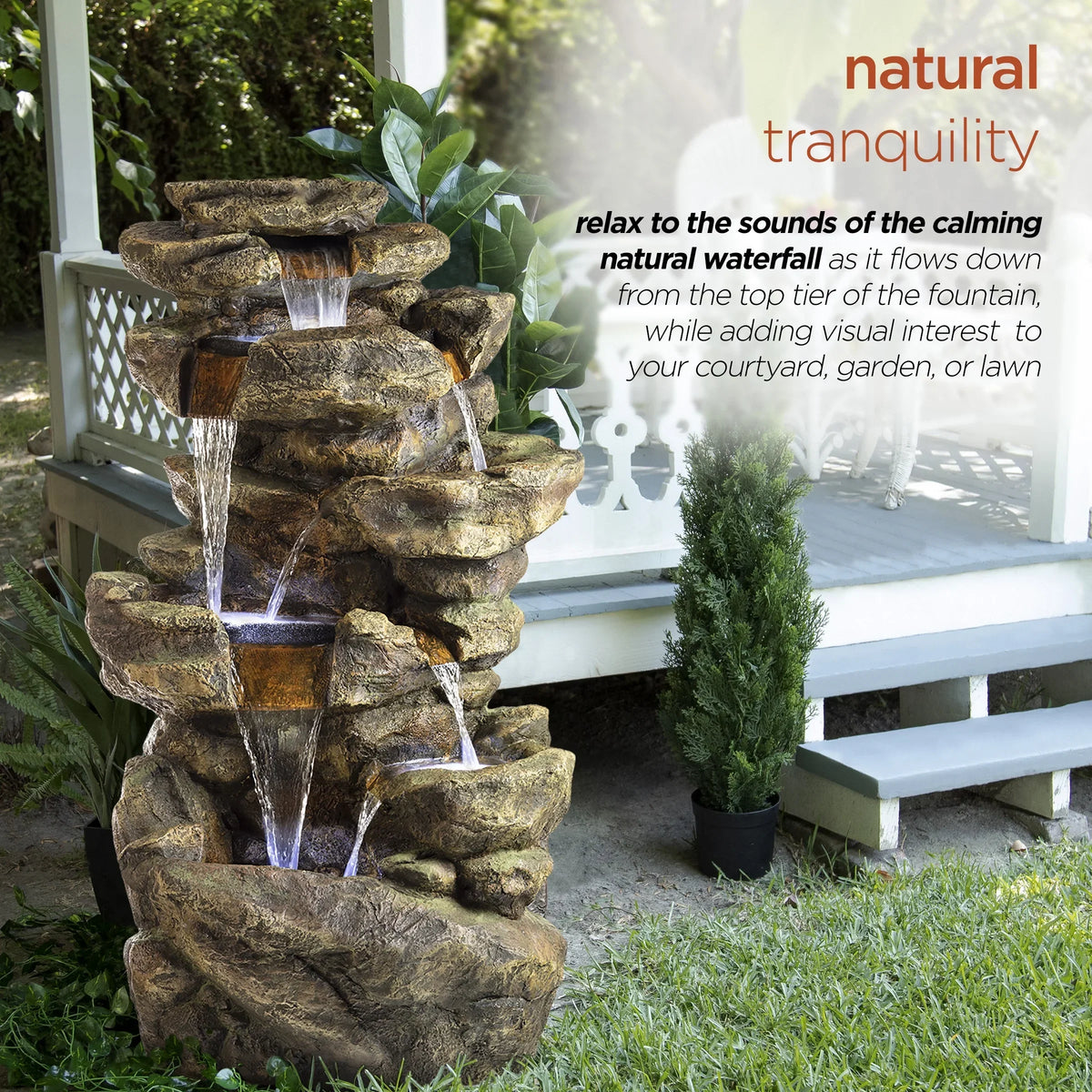 2026 NewAlpine Corporation 6-Tier Amazonian Water Fountain with LED Lights