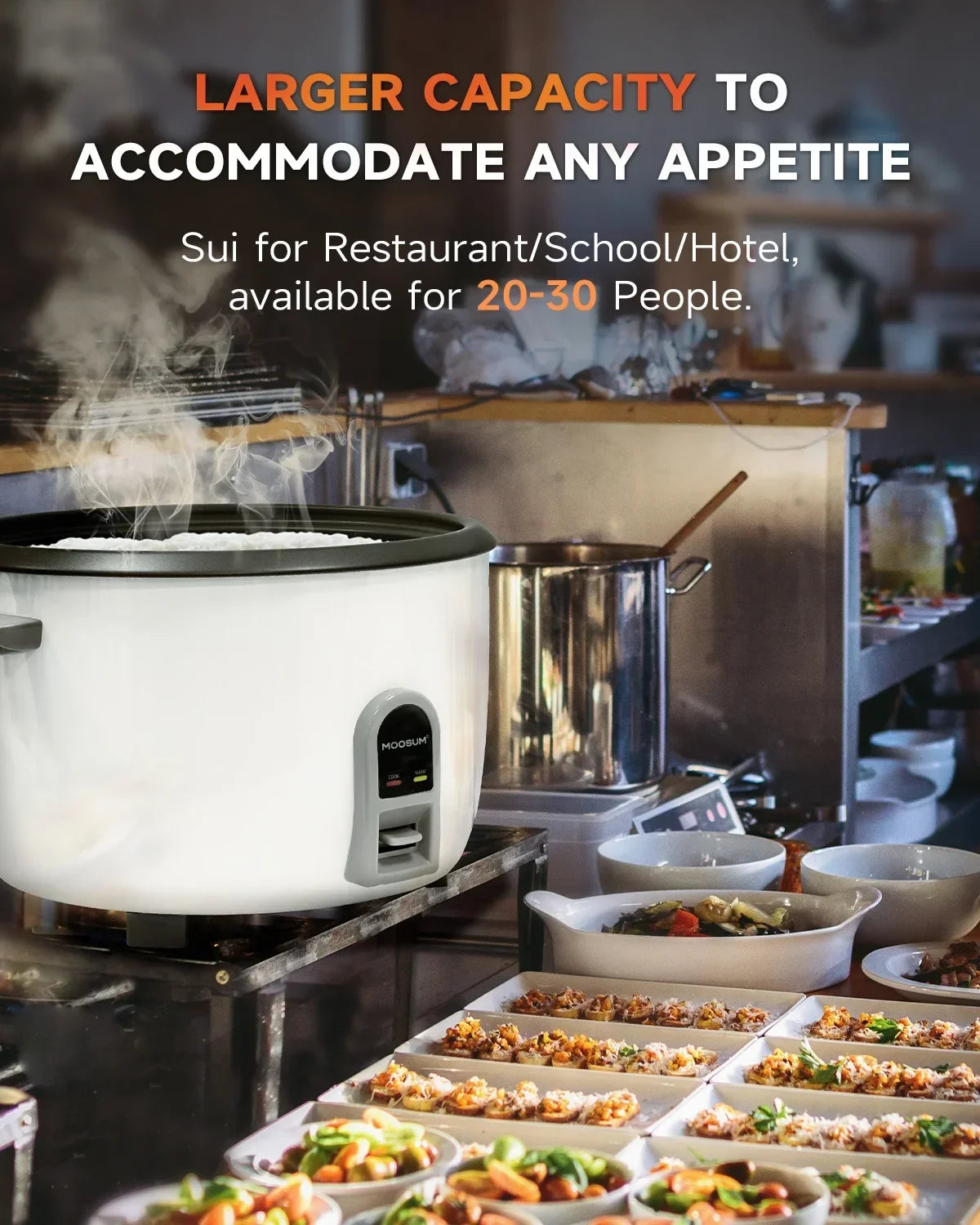 2026 NewMOOSUM Commercial Rice Cooker, Large Capacity 30-Cup (UnCooked), 60-Cup (Cooked) with One Touch Operation and 12-Hour Keep Warm,Easy to Use and clean,1600W