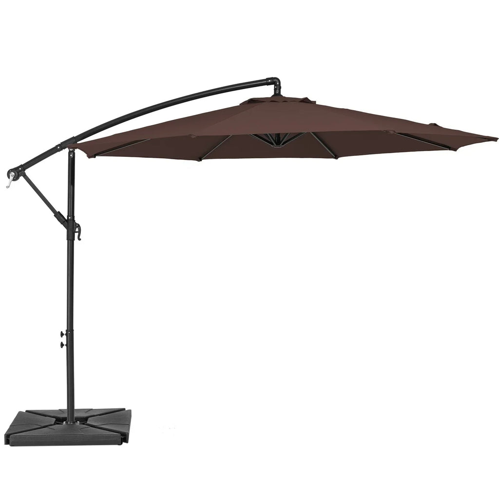 2026 NewJUSTLET 10ft Heavy Duty Patio Hanging Offset Cantilever Patio Umbrella W/ 4-Piece Base Included Included, Beige