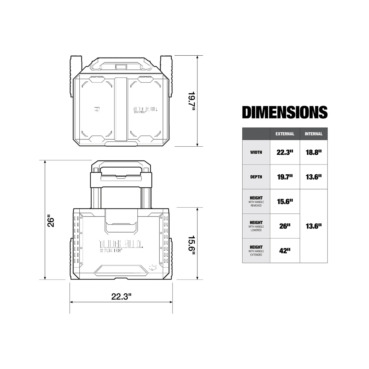 2026 NewToughBuilt Portable 2-in-1 Rolling Tool Box with Wheels & Stackable Design