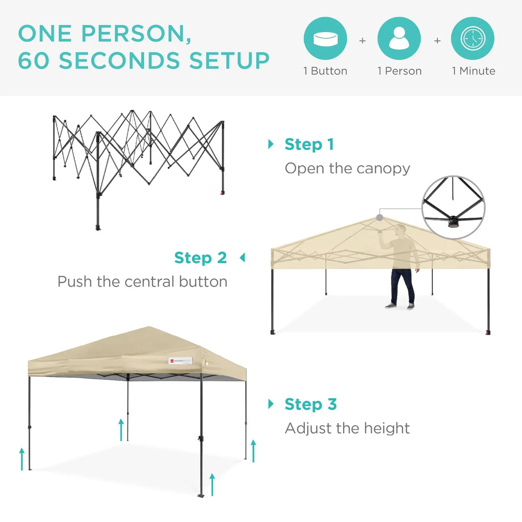 2026 NewBest Choice Products 12x12ft Easy Setup Pop Up Canopy w/ 1-Button Setup, Wheeled Case, 4 Weight Bags - Navy Blue
