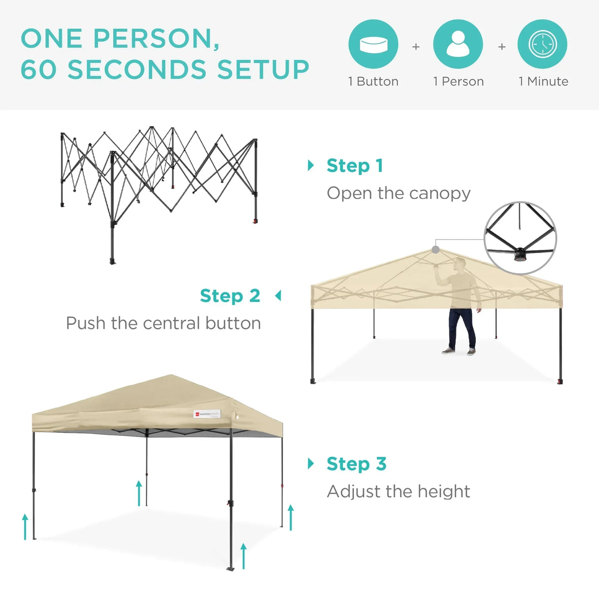 2026 NewBest Choice Products 12x12ft Easy Setup Pop Up Canopy w/ 1-Button Setup, Wheeled Case, 4 Weight Bags - Navy Blue