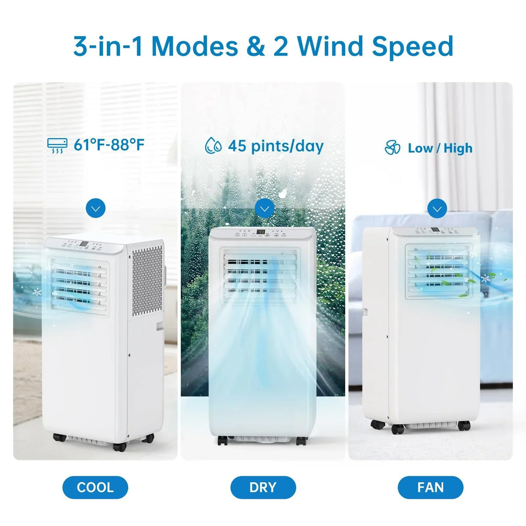 2026 NewTROPOW Portable Air Conditioners 8000BTU, Air Conditioners 3-in-1 Cools up to 350 Sq. Ft, Indoor Standing AC Unit w/Dehumidifier, Window Kit, White