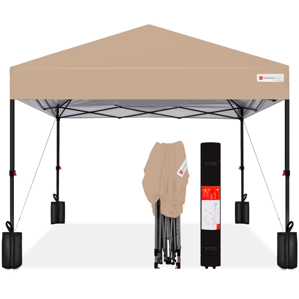 2026 NewBest Choice Products 12x12ft Easy Setup Pop Up Canopy w/ 1-Button Setup, Wheeled Case, 4 Weight Bags - Navy Blue