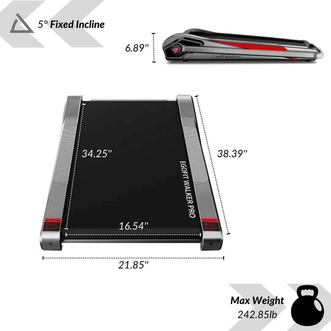 2026 NewEgofit Walker Pro Smallest Under Desk Electric Walking Treadmill for Home 2.0HP 5° Incline