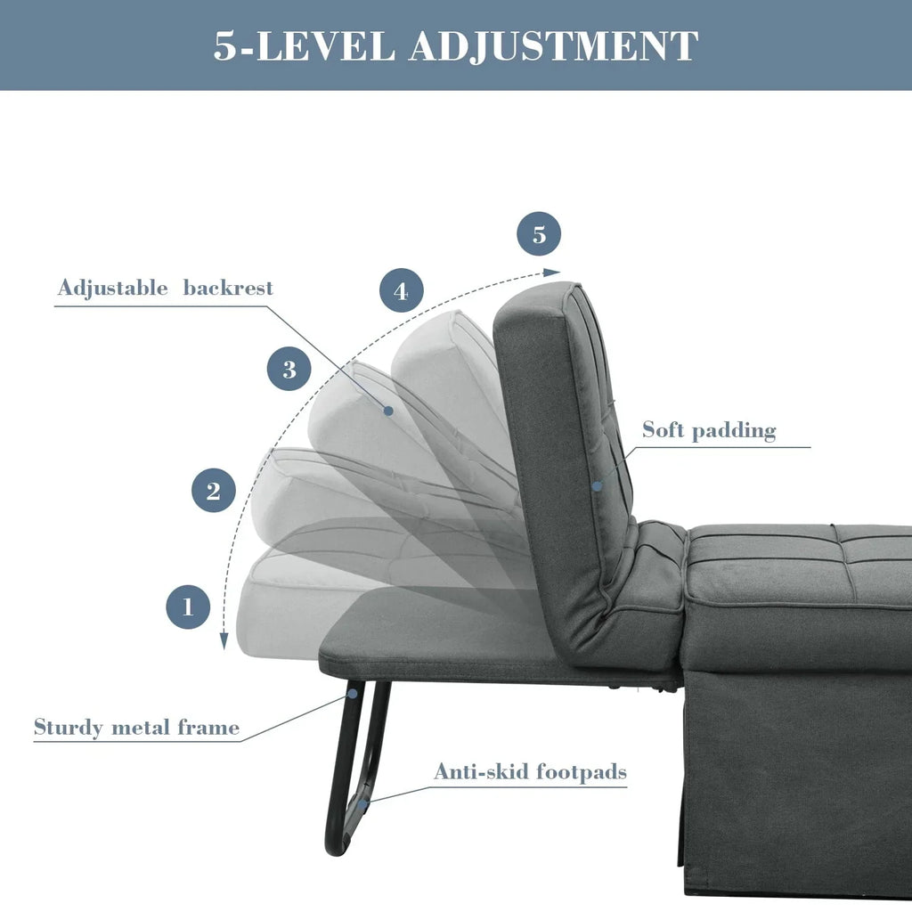 2026 NewAinfox Folding Sofa Bed, 4 in 1 Daybeds Ottoman Chair Lounge Couch for Guest Sleeper, Suitable for Modern Living Room, Bedroom, Small Single Size(Dark Grey)