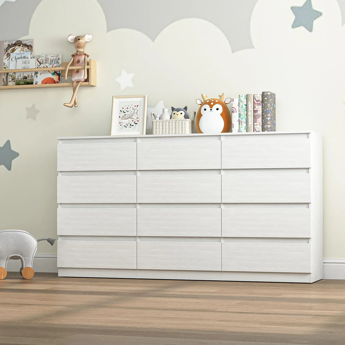 2026 NewResenkos Modern Mid Century 6 Drawer Wide Dressers Chests for Bedroom, Chest of Drawer Organizer Grey