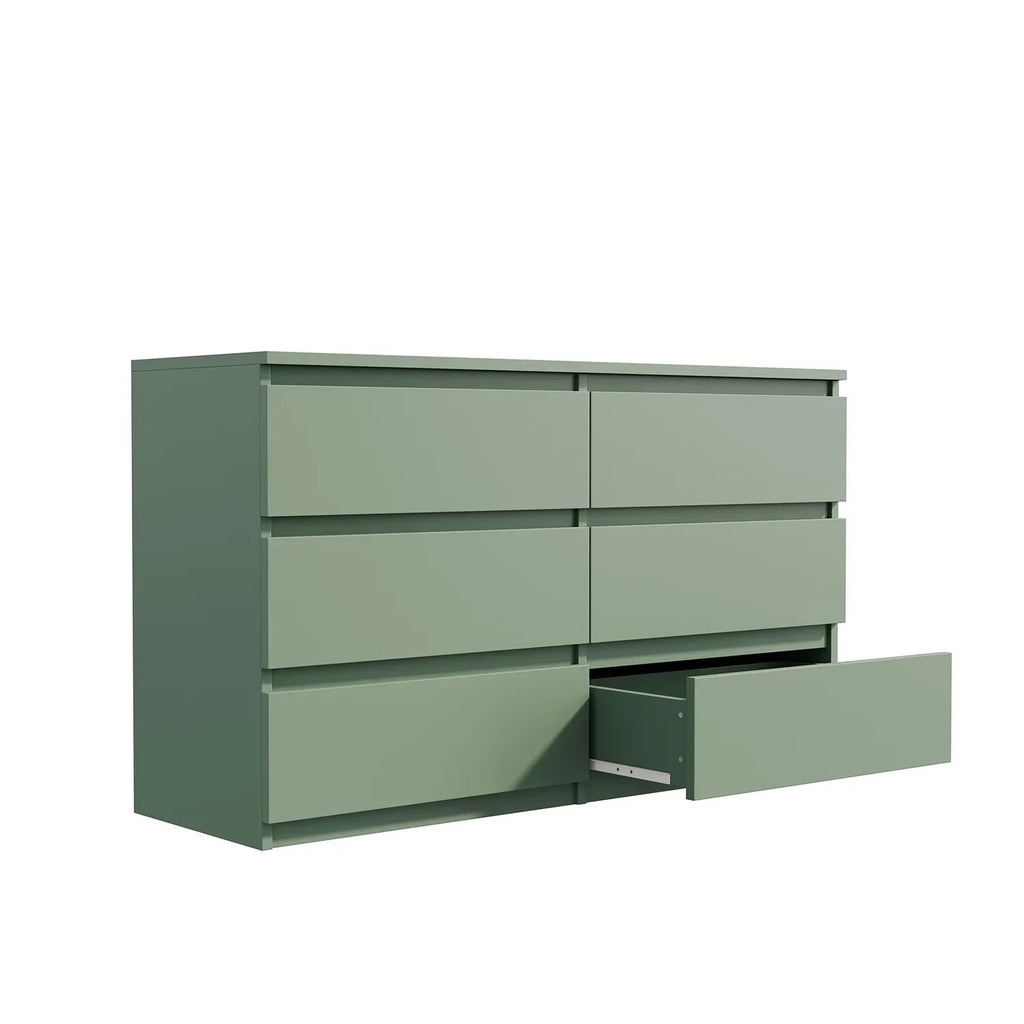 2026 NewResenkos Modern Mid Century 6 Drawer Wide Dressers Chests for Bedroom, Chest of Drawer Organizer Grey