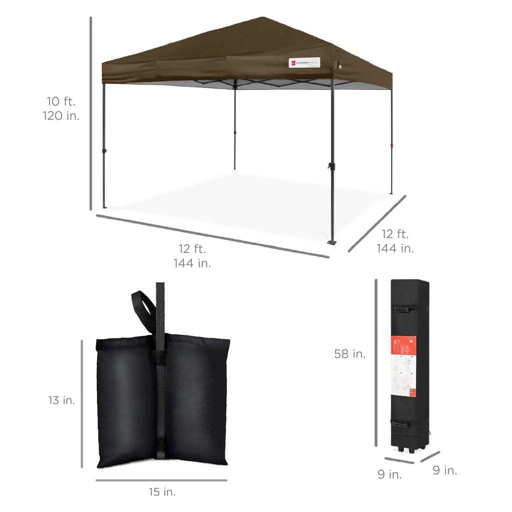 2026 NewBest Choice Products 12x12ft Easy Setup Pop Up Canopy w/ 1-Button Setup, Wheeled Case, 4 Weight Bags - Navy Blue
