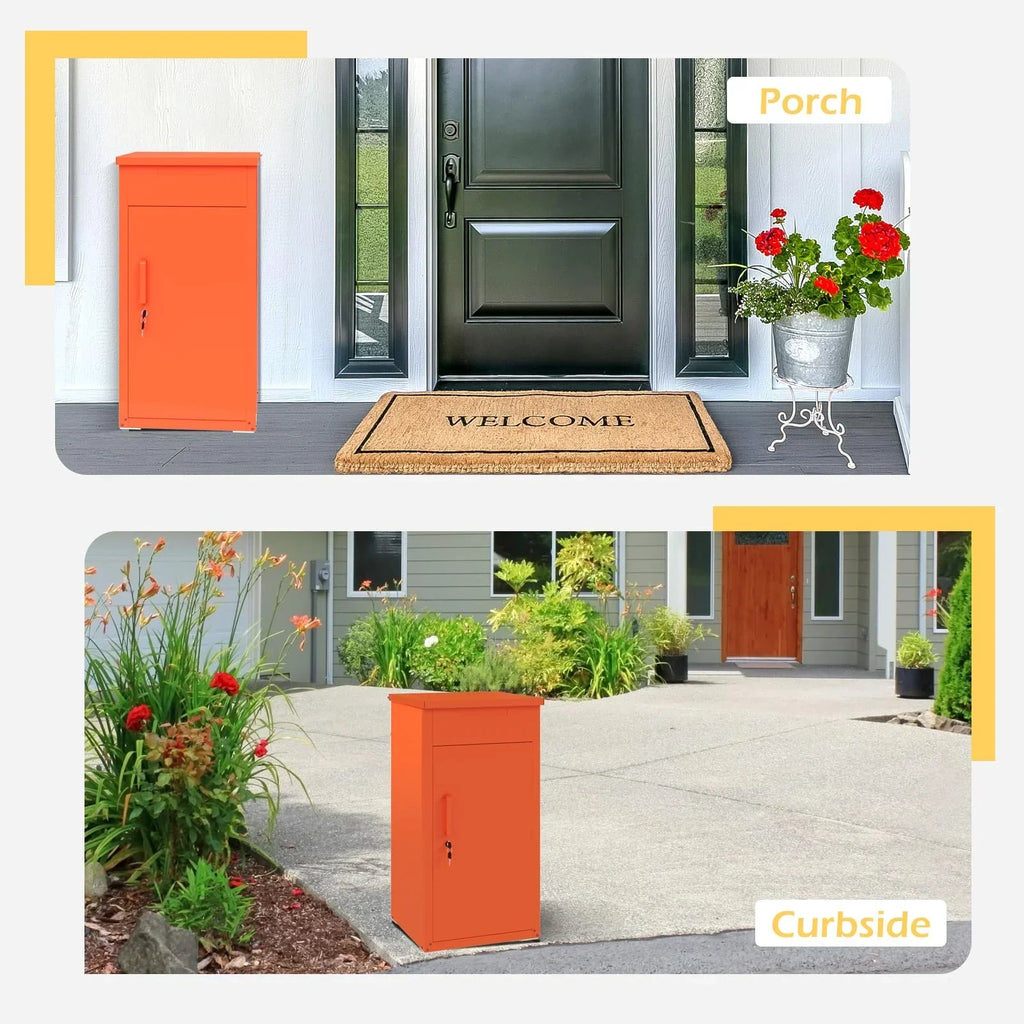 2026 NewAECOJOY Package Delivery Boxes for Outside Parcel Drop Box Outdoor Storage Box Wall Mounted Express Mail Package Delivery Box 17" x 16" x 38.3" Black