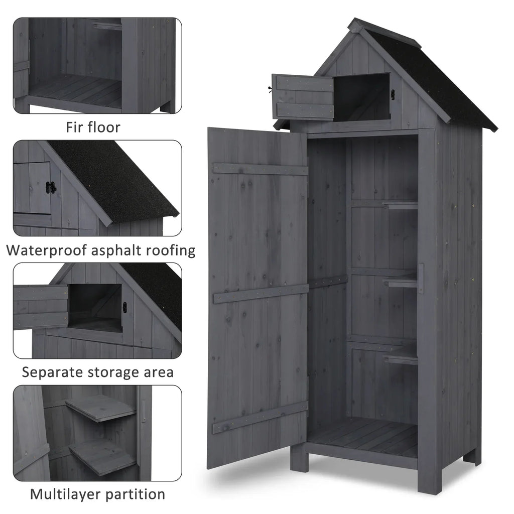2026 NewiTopRoad 70in Outdoor Storage Shed for Garden Tools, Wooden Patio Shed Lockers