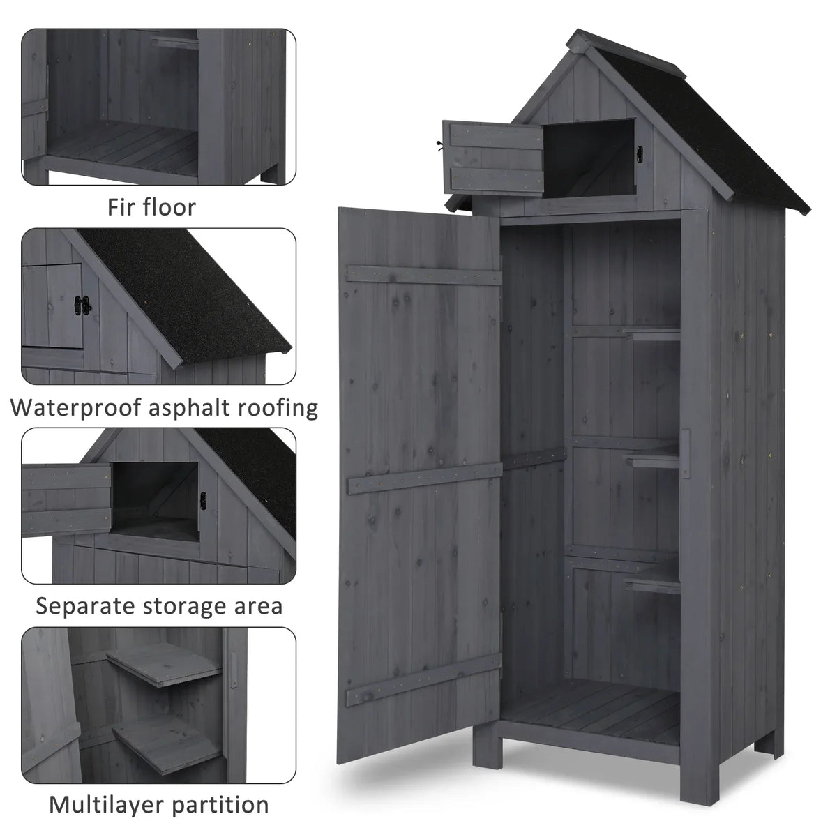 2026 NewiTopRoad 70in Outdoor Storage Shed for Garden Tools, Wooden Patio Shed Lockers