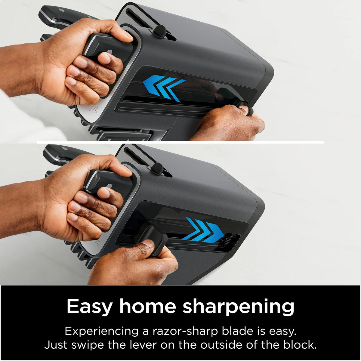 2026 NewNinja NeverDull 14-Piece Stainless Steel Essential Knife System with Built-in Sharpener, K12014 Black/Gray