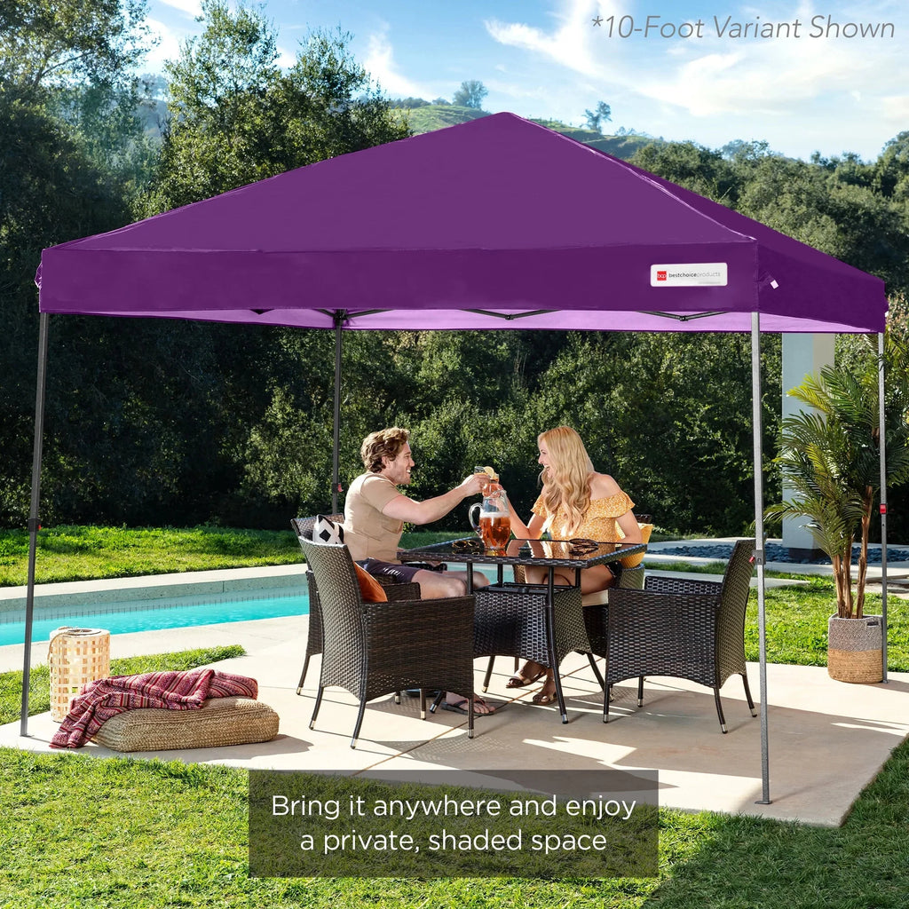 2026 NewBest Choice Products 12x12ft Easy Setup Pop Up Canopy w/ 1-Button Setup, Wheeled Case, 4 Weight Bags - Navy Blue