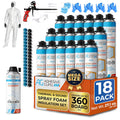 2026 NewAdhesive Guru Spray Foam Insulation Kit (18 x 32.80 oz/930 gr - 360 Board feet), Self-Expanding Adhesive Foam, Closed Cell Heat Insulation & Acustic Spray with Cleaner and Dispensing Gun- 18 Pack
