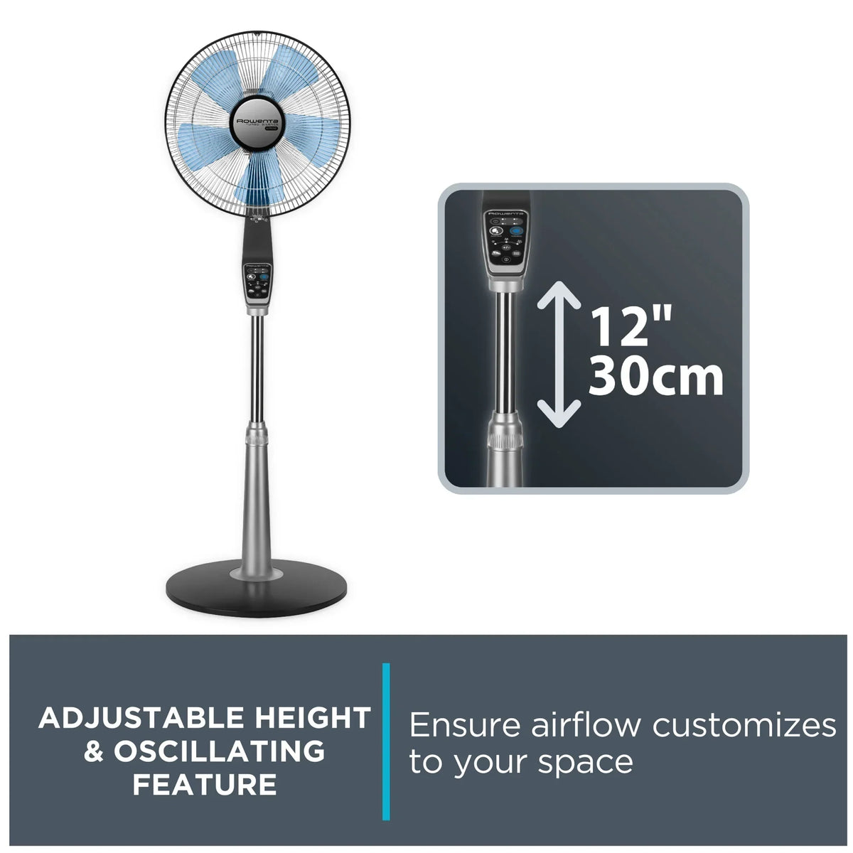 2026 NewRowenta Turbo Silence Standing Floor Fan with Remote, 53 Inch, Portable, 5 Speeds, VU5670