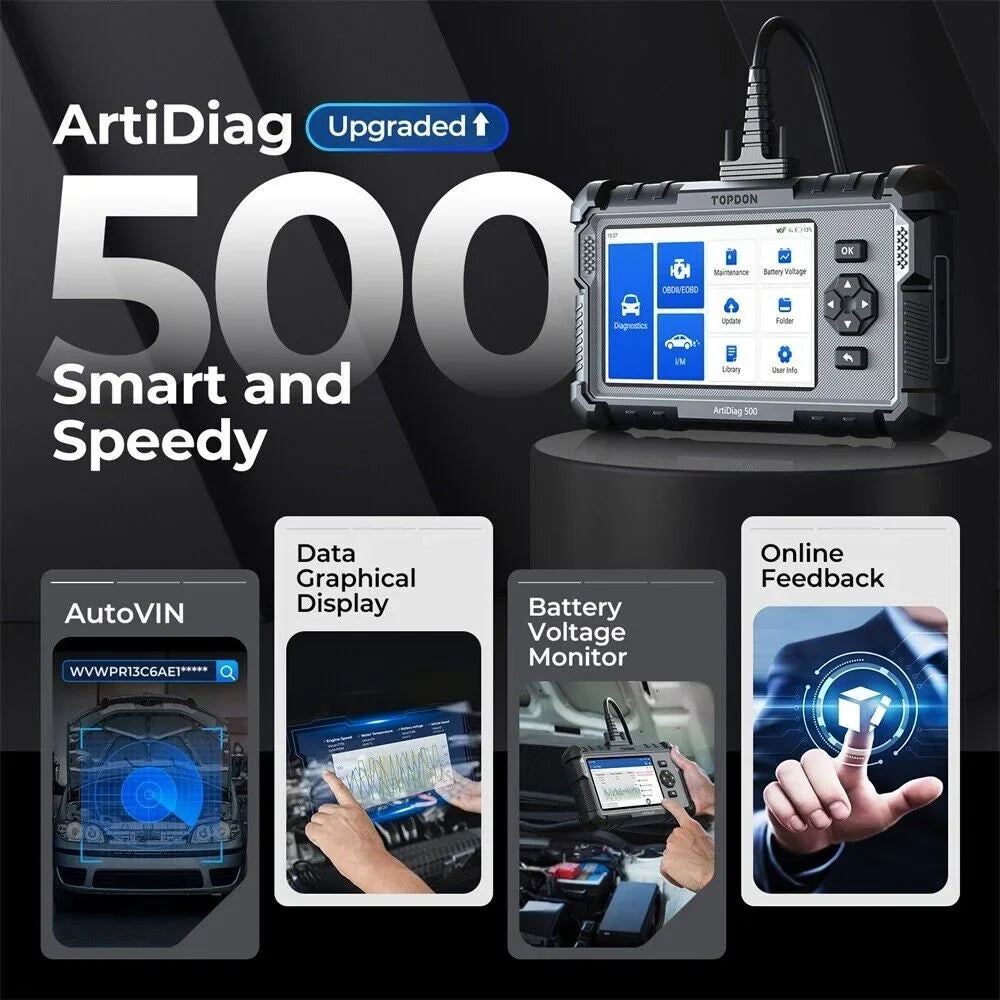 2026 NewOBD2 Scanner TOPDON ArtiDiag500 Car Diagnostic Scanner Engine ABS SRS Transmission CAN Diagnostic Full OBD2 Test