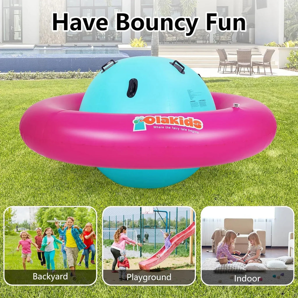 2026 NewOLAKIDS 8FT Inflatable Dome Rocker Bouncer, Outdoor Kids Giant Roll and Play Seesaw Rocker with 6 Secure Handles, Max Weight 250 LBS, Toddlers Climbing Toy Backyard Play Center Equipment