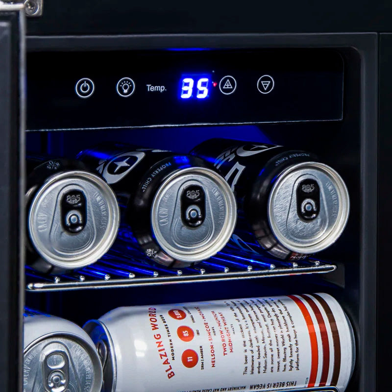 2026 Frigorífico para vinos y bebidas Newair de 24 pulgadas, empotrable, de doble zona, con capacidad para 18 botellas y 58 latas, en acero inoxidable.