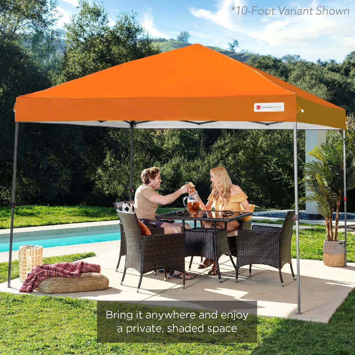 2026 NewBest Choice Products 12x12ft Easy Setup Pop Up Canopy w/ 1-Button Setup, Wheeled Case, 4 Weight Bags - Navy Blue