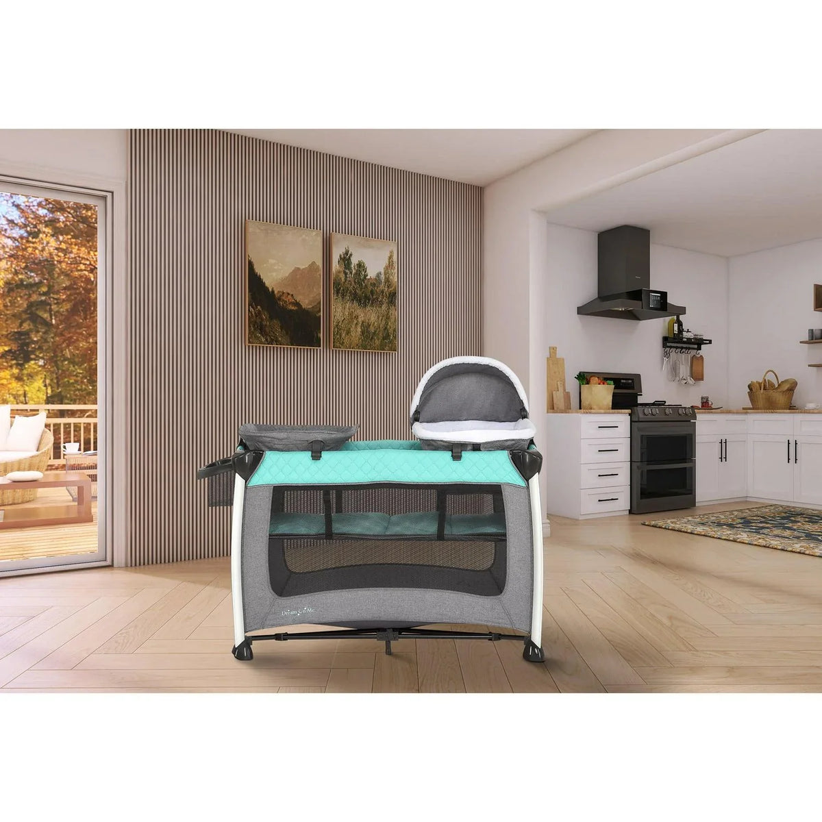 2026 NewDream On Me Princeton Deluxe Nap N Pack 3-in-1 Convertible Playard. Changer and Bassinet in Mint