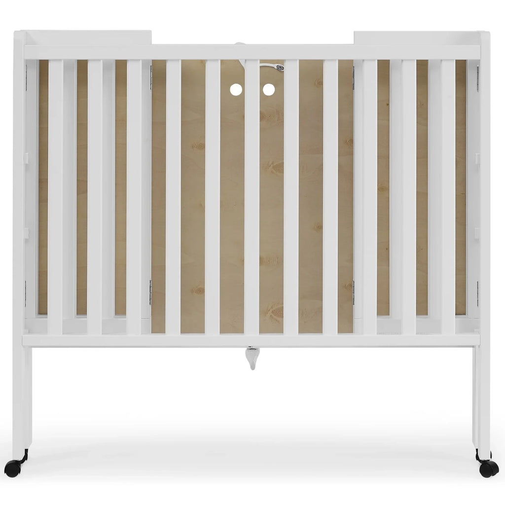 2026 NewDelta Children Lee Portable Folding Mini Crib with 1.5-Inch Mattress - Greenguard Gold Certified, Bianca White