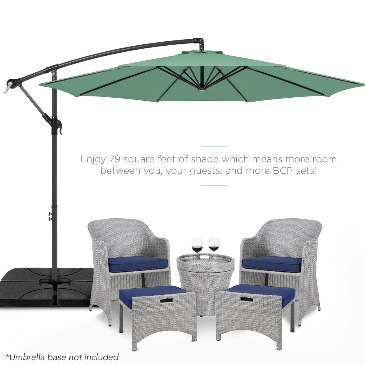 2026 NewBest Choice Products 10ft Offset Hanging Outdoor Market Patio Umbrella w/ Easy Tilt Adjustment - Tan